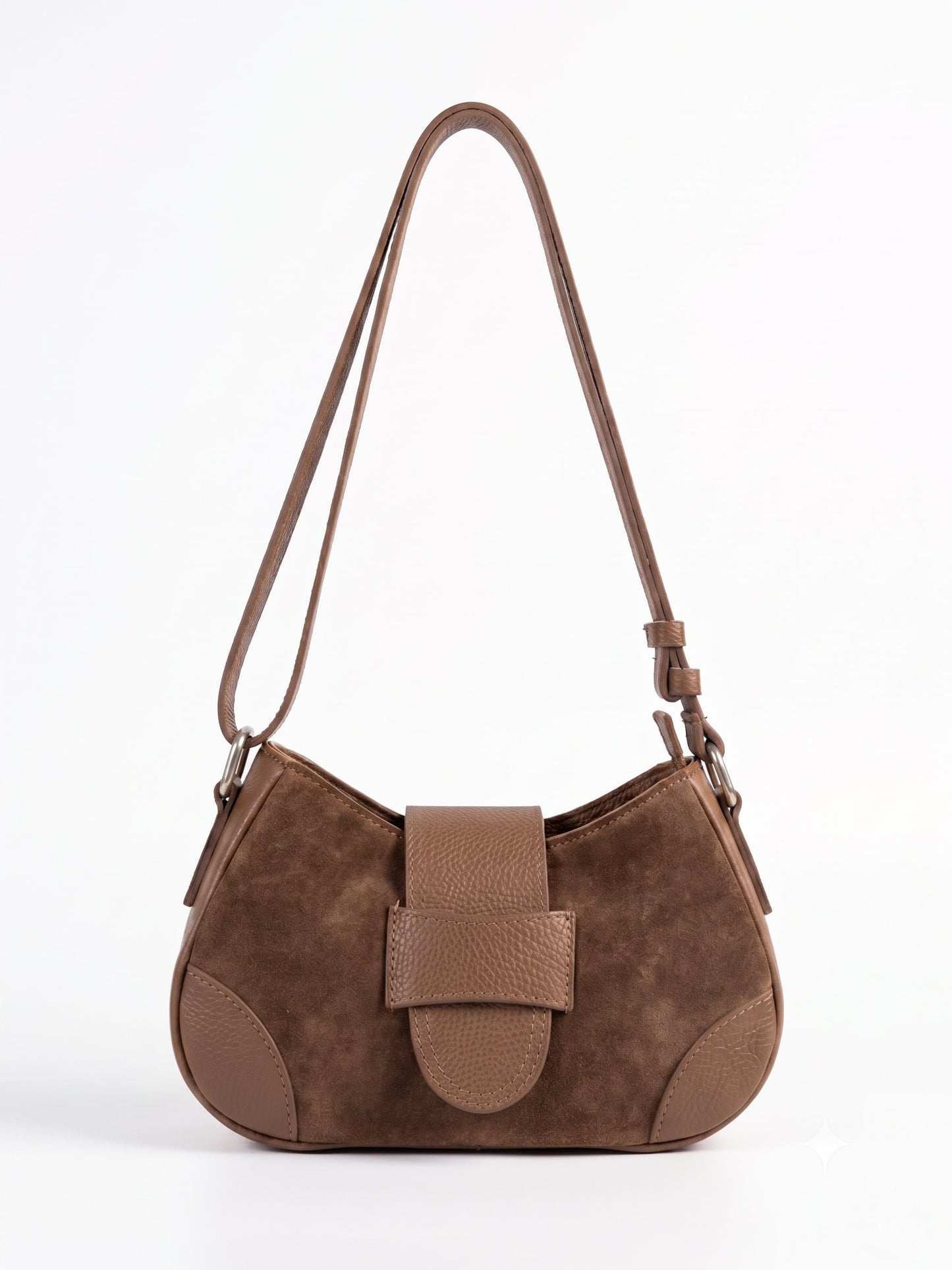 Soft Shoulder Bag in Genuine Suede and Dollaro Leather - Made in Italy - Art. 26119
