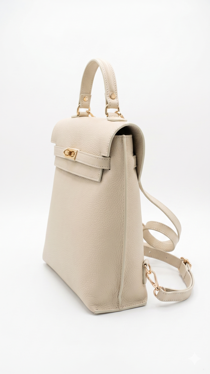Structured Backpack in Genuine Dollaro Leather - Made in Italy - Art. 26095