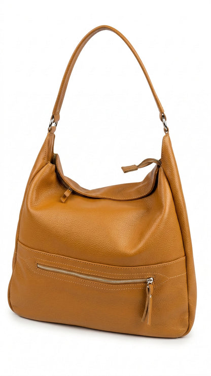 Soft Shoulder Bag in Genuine Dollaro Leather - Made in Italy - Art. 26064
