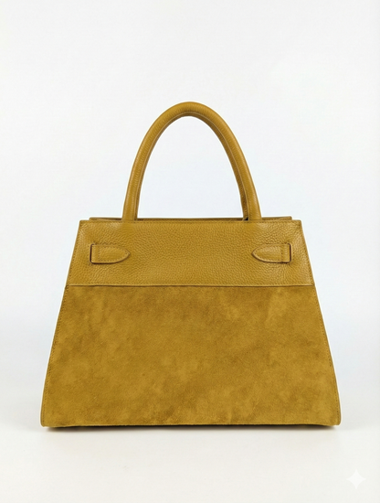 Structured Handbag in Genuine Suede Leather - Made in Italy - Art. 26007