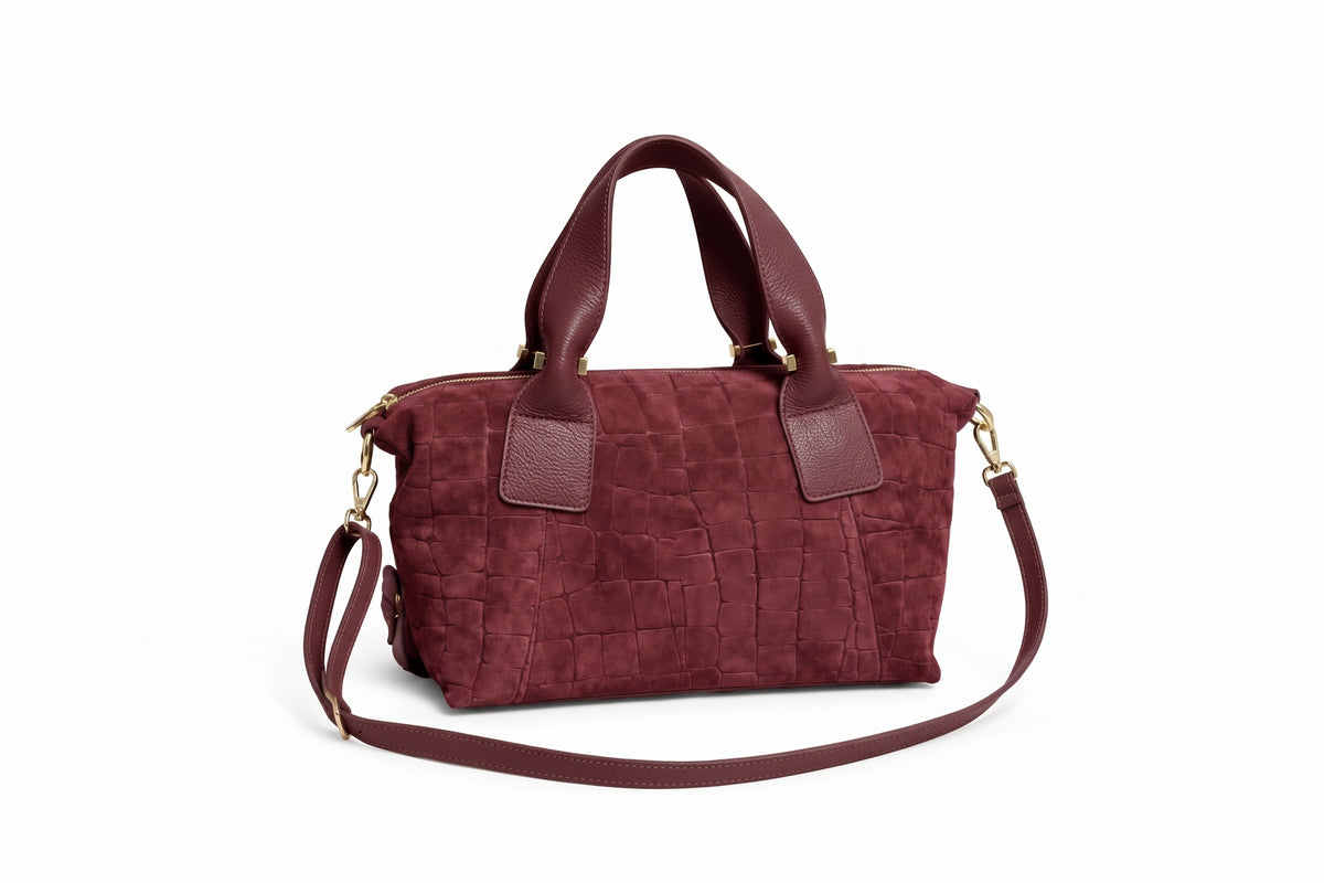 Soft Handbag in Genuine Printed Suede Leather - Made in Italy - Art. 26158