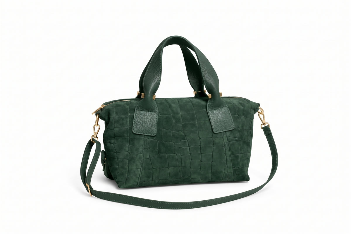 Soft Handbag in Genuine Printed Suede Leather - Made in Italy - Art. 26158