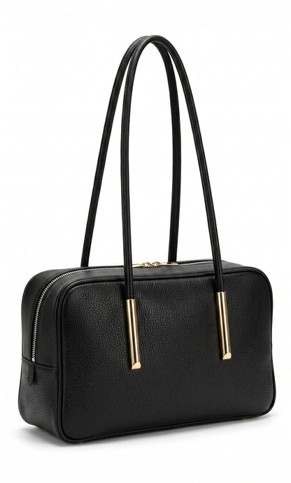 Structured Shoulder Bag in Genuine Dollaro Leather - Made in Italy - Art. 26097
