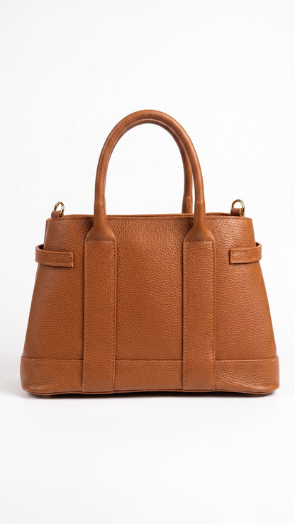Structured Handbag in Genuine Dollaro Leather - Made in Italy - Art. 26090
