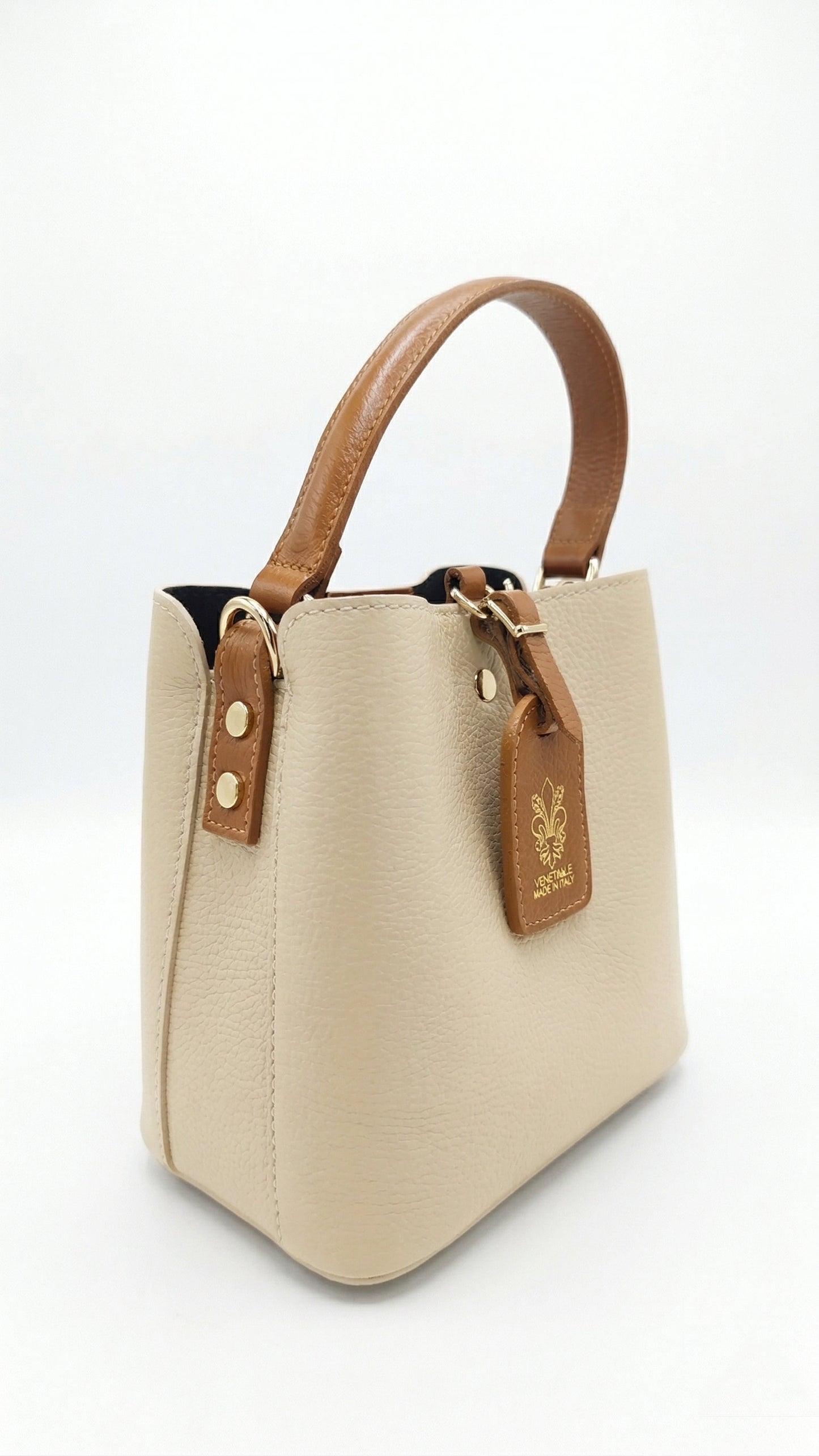 Structured Handbag in Genuine Dollaro Leather - Made in Italy - Art. 26083