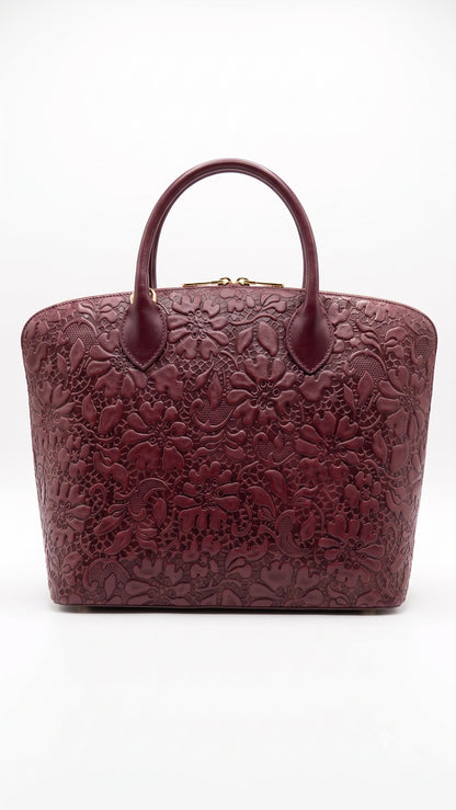 Structured Handbag in Genuine Printed Suede Leather - Made in Italy - Art. 26106
