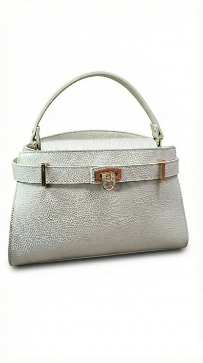 Structured Handbag in Genuine Dollaro Leather - Made in Italy - Art. 26044