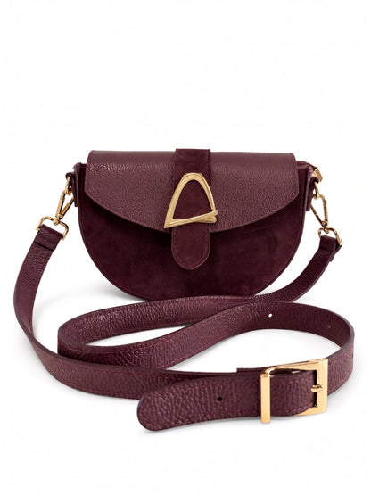 Structured Crossbody Bag in Genuine Suede and Dollaro Leather - Made in Italy - Art. 26142