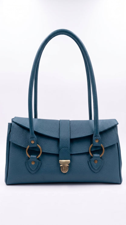 Structured Shoulder Bag in Genuine Dollaro Leather - Made in Italy - Art. 26116