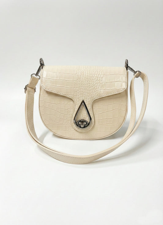 Structured Crossbody Bag in Genuine Croco Leather - Made in Italy - Art 26034