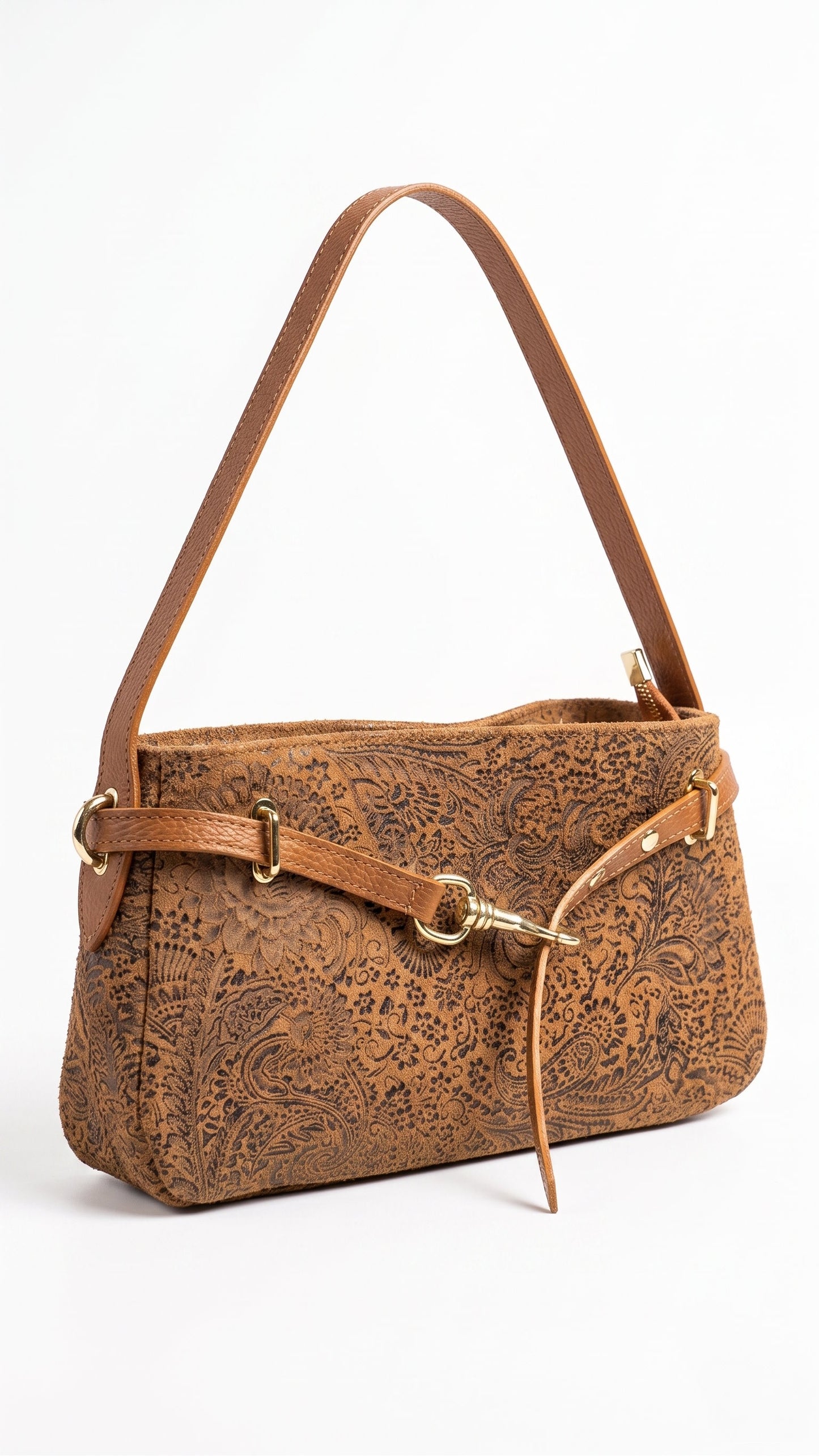 Soft Handbag and Crossbody Bag in Genuine Printed Suede Leather - Made in Italy - Art. 26107