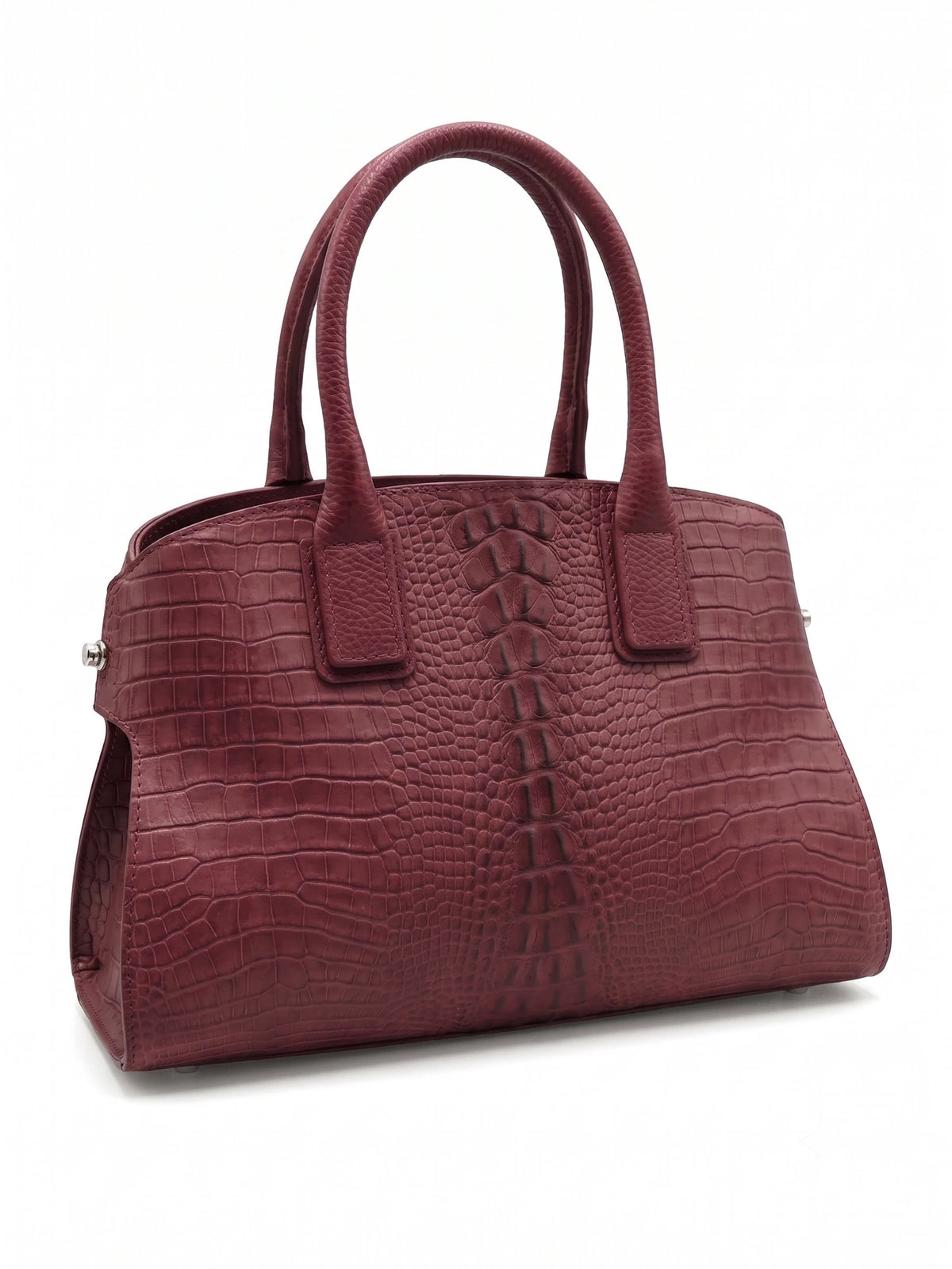 Structured Handbag in Genuine Croco and Dollaro Leather - Made in Italy - Art. 26068
