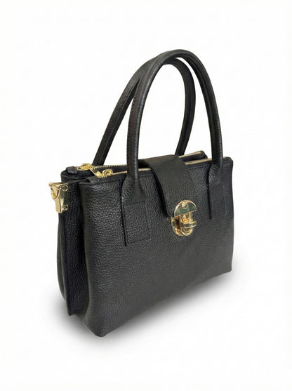 Structured Handbag in Genuine Dollar Leather - Made in Italy - Art. 26015
