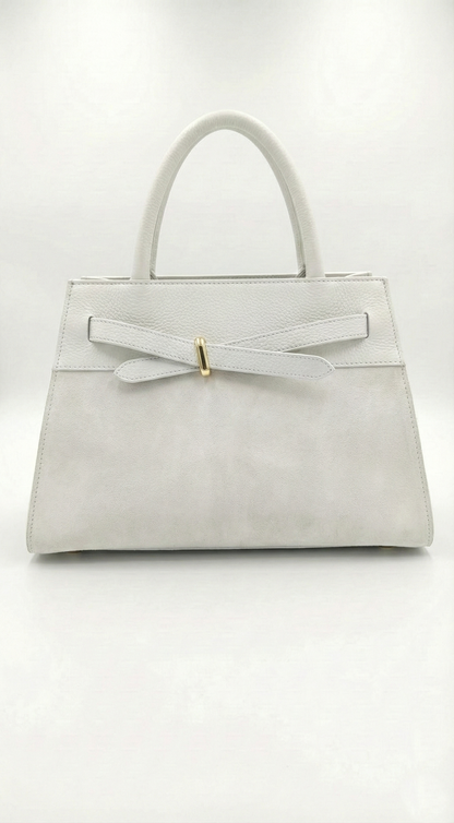 Structured Handbag in Genuine Suede Leather - Made in Italy - Art. 26007