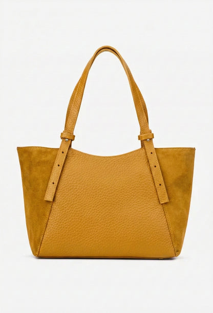 Structured Handbag in Genuine Dollar and suede Leather - Made in Italy - Art. 25404