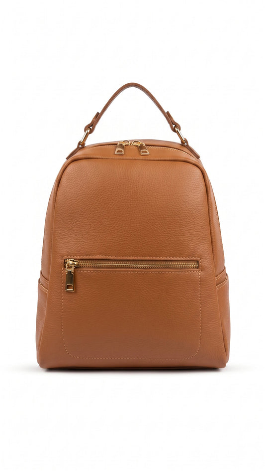 Structured Backpack in Genuine Dollaro Leather - made in Italy - Art. 26128