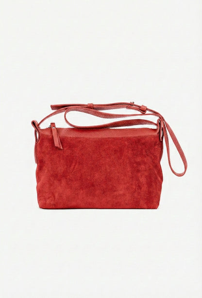 Soft Crossbody Bag in Genuine Suede Leather - Made in Italy - Art. 25400