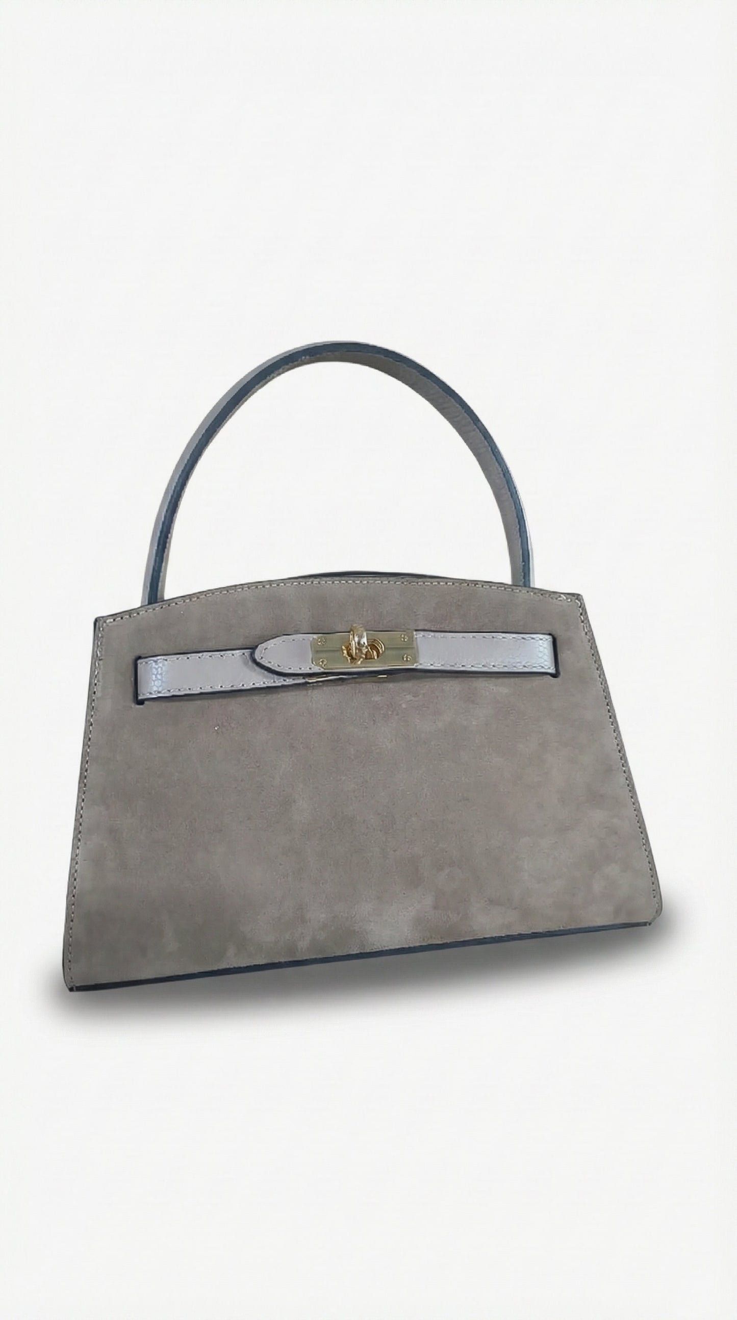 Structured Handbag in Genuine Suede Leather - Made in Italy - Art. 26010