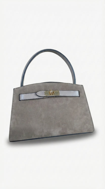 Structured Handbag in Genuine Suede Leather - Made in Italy - Art. 26010