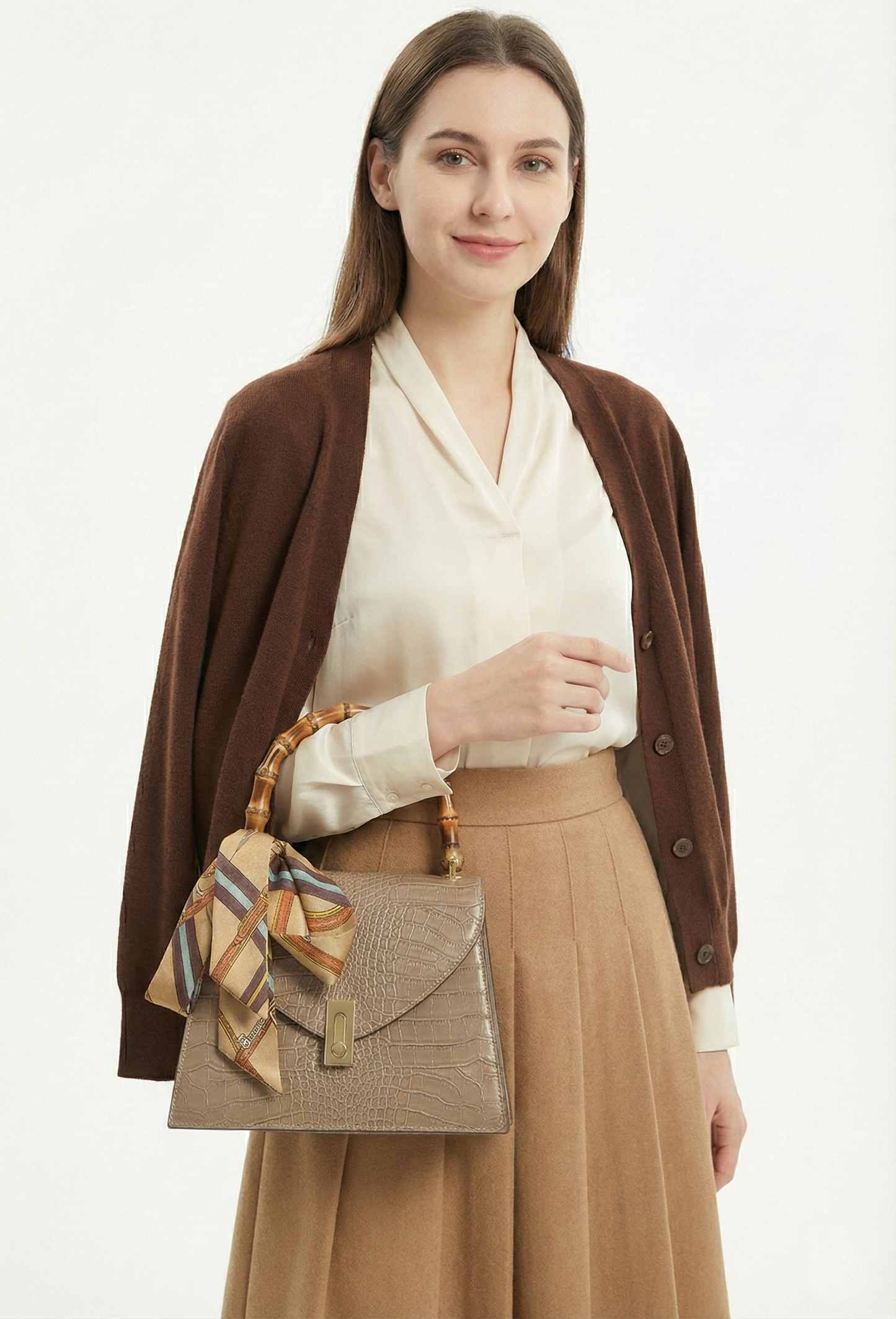 Structured Handbag in Genuine Croco Leather - Made in Italy - Art. 25372