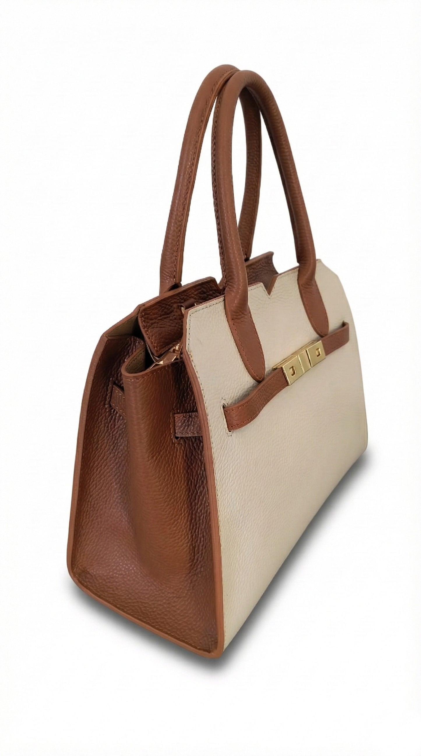 Structured Handbag in Genuine Dollar Leather - Made in Italy - Art. 26016