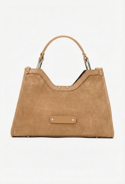 Structured Handbag in Genuine Suede Leather - Made in Italy - Art. 25394