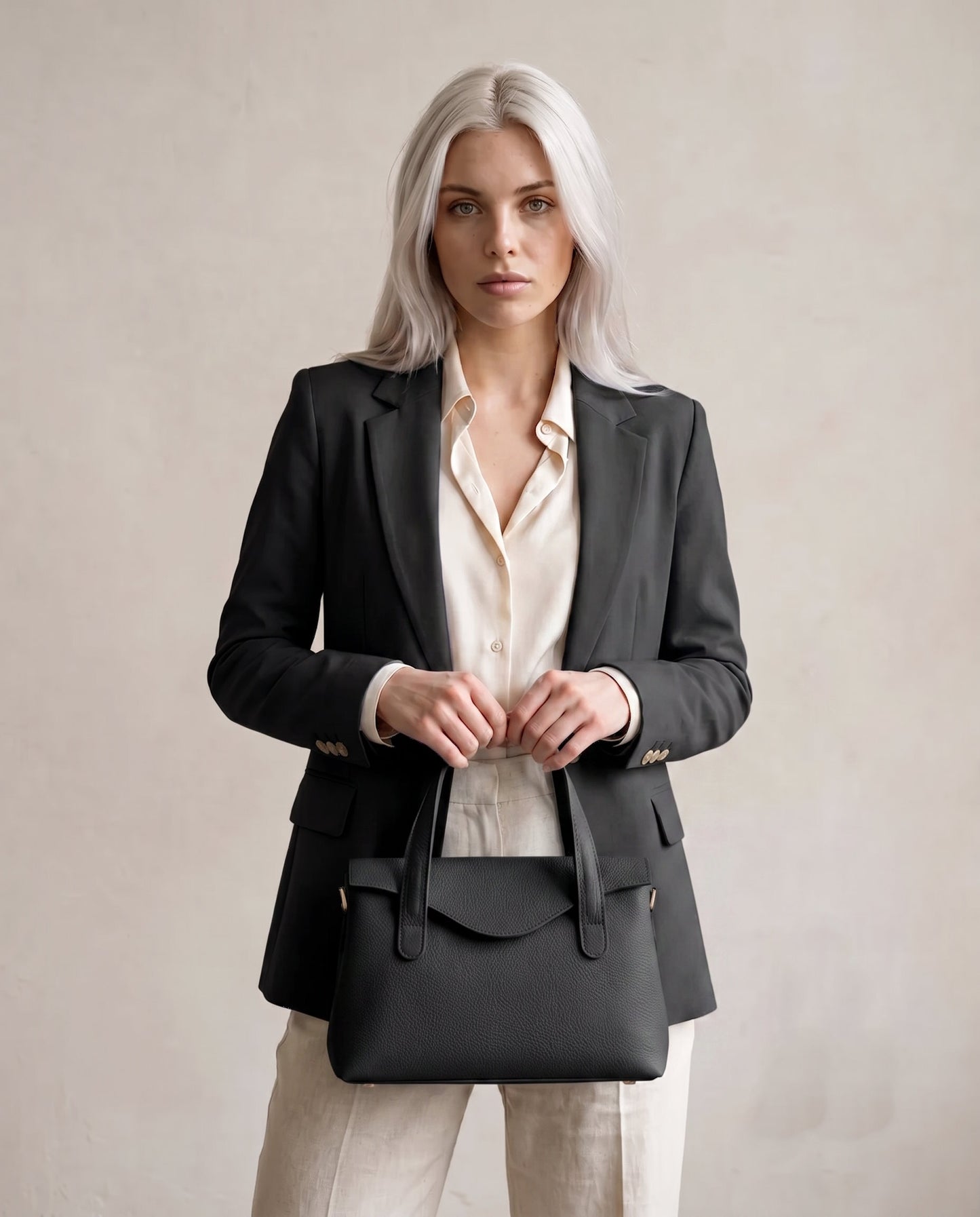 Structured Handbag in Genuine Dollaro Leather - Made in Italy - Art. 26115