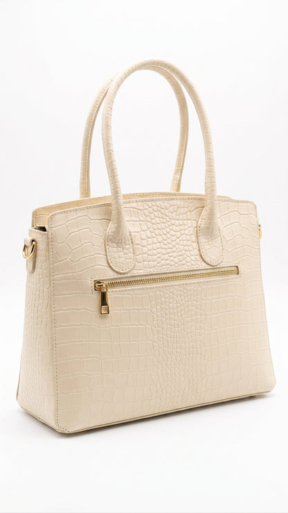 Structured Handbag in Genuine Croco Leather - Made in Italy - Art. 26105