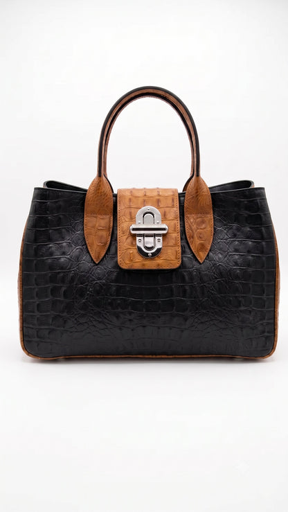 Structured Handbag in Genuine Croco Leather - Mader in Italy - Art. 26110