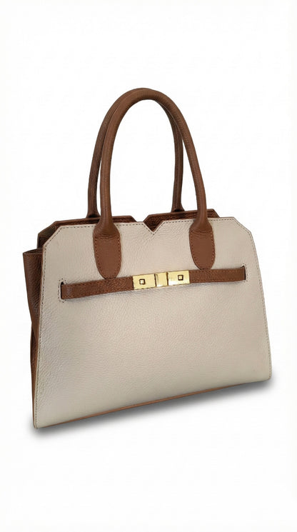 Structured Handbag in Genuine Dollar Leather - Made in Italy - Art. 26016