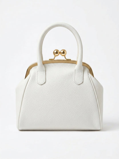 Structured Handbag in Genuine Dollaro Leather - Made in Italy - 26078D