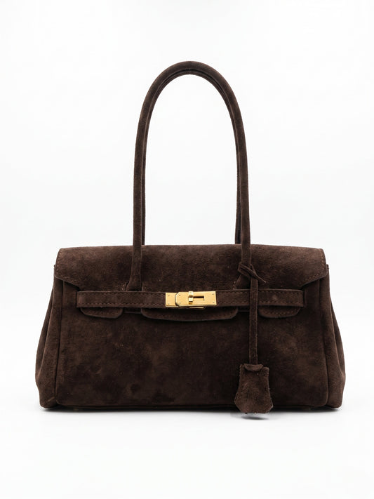 Soft Shoulder Bag in Genuine Suede Leather - Made in Italy - Art. 26108
