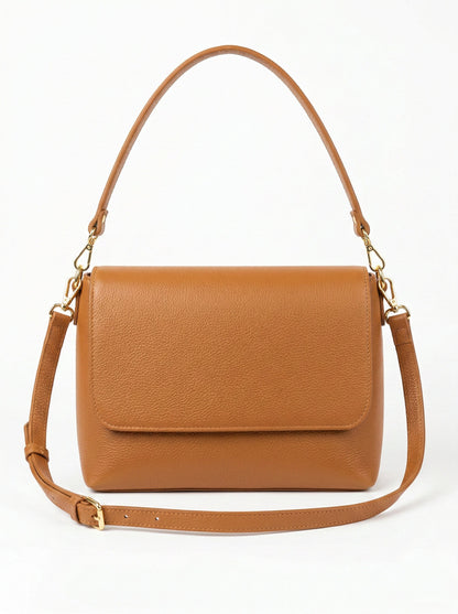 Structured Shoulder Bag in Genuine Dollaro Leather - Made in Italy - Art. 26055bis