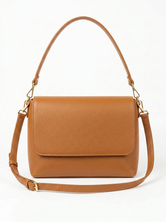 Structured Shoulder Bag in Genuine Dollaro Leather - Made in Italy - Art. 26055bis