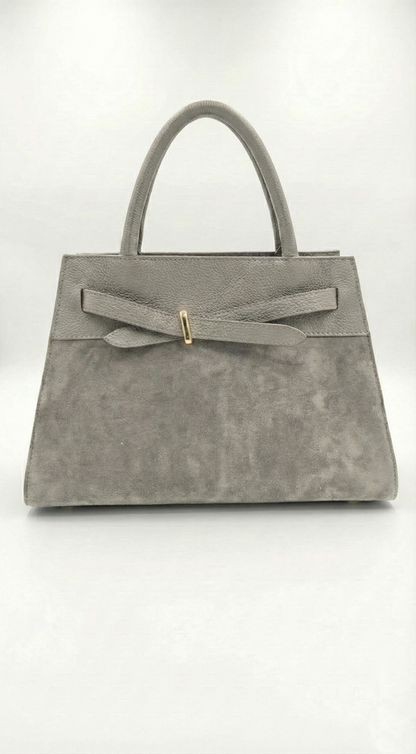 Structured Handbag in Genuine Suede Leather - Made in Italy - Art. 26007