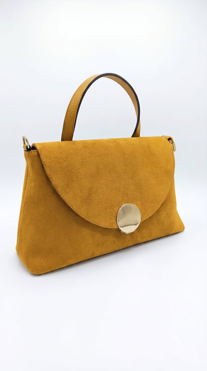 Structured Handbag in Genuine Suede and Dollaro Leather - Made in Italy - Art. 26042