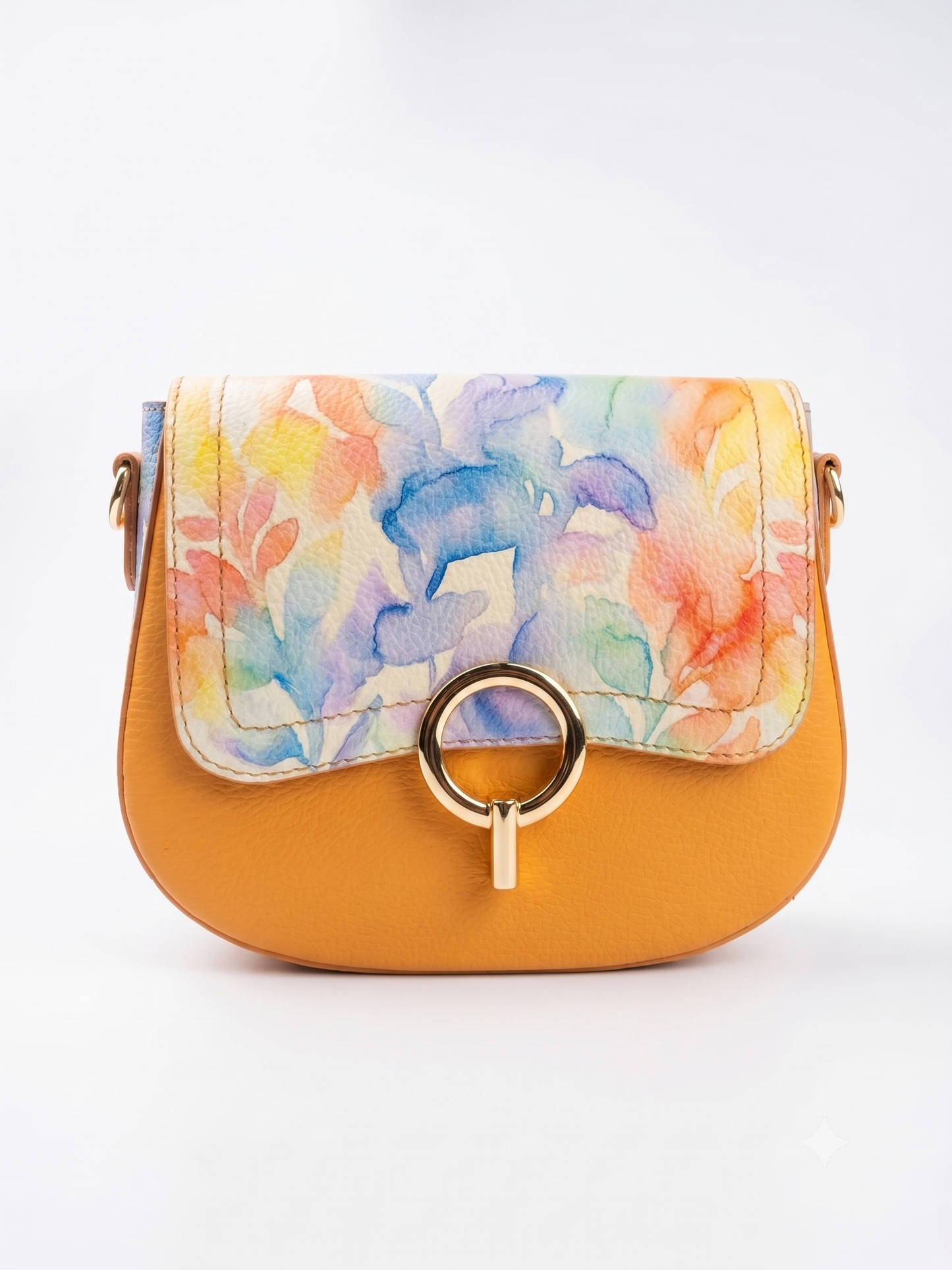 Structured Crossbody Bag in Genuine Dollaro and Savage Leather - Made in Italy - Art. 26122
