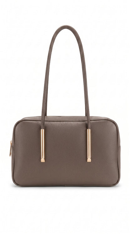 Structured Shoulder Bag in Genuine Dollaro Leather - Made in Italy - Art. 26097