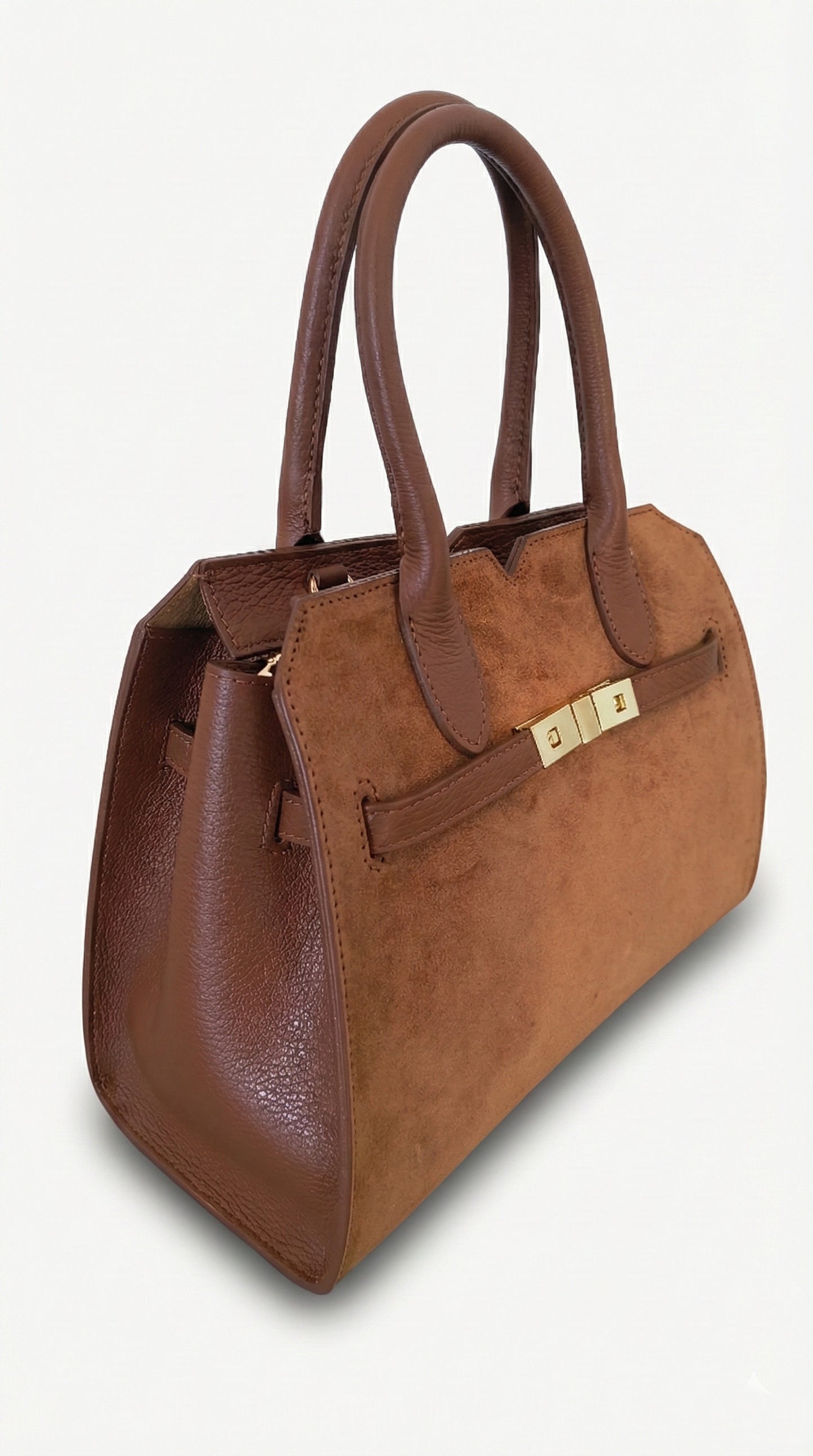 Structured Handbag in Genuine Suede Leather - Made in Italy - Art. 26016SUE