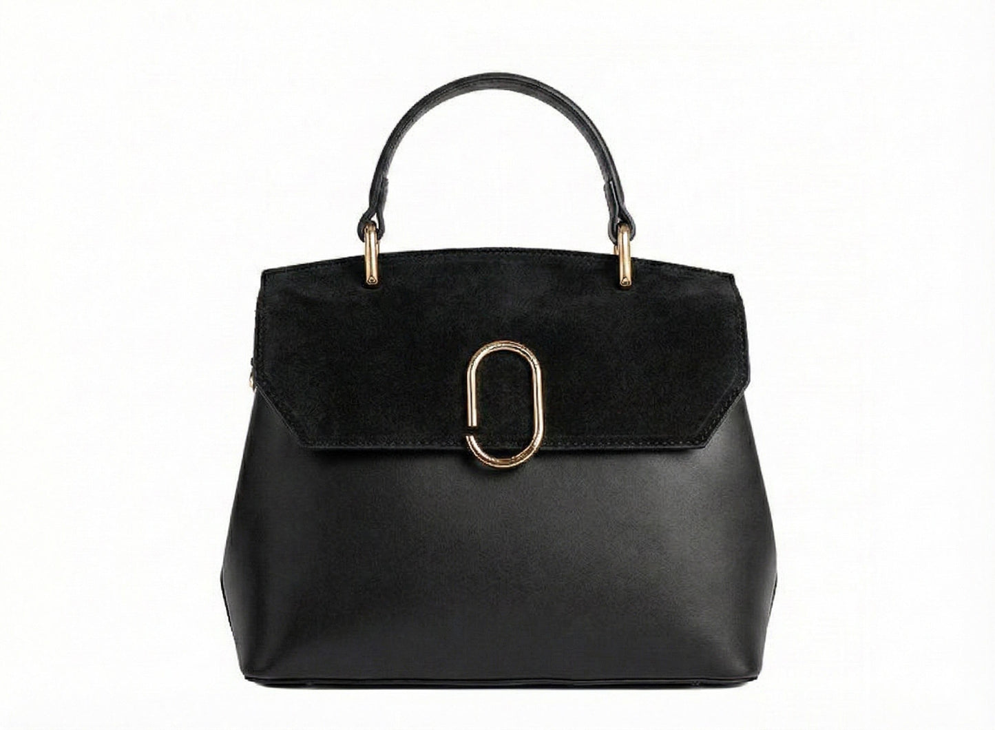 Structured Handbag in Genuine Suede and Dollar Leather - Made in Italy - Art. 26003