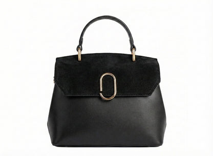 Structured Handbag in Genuine Suede and Dollar Leather - Made in Italy - Art. 26003