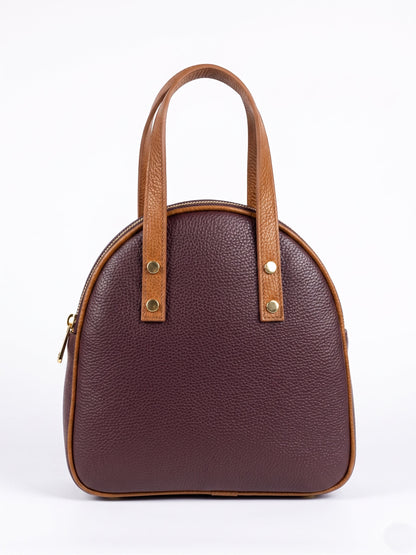 Structured Handbag and Backpack in Denuine Dollaro Leather - Made in Italy - Art. 26112