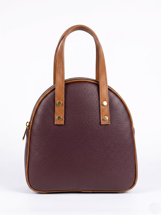 Structured Handbag and Backpack in Denuine Dollaro Leather - Made in Italy - Art. 26112