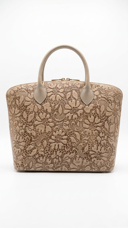 Structured Handbag in Genuine Printed Suede Leather - Made in Italy - Art. 26106