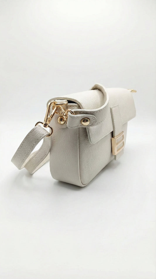 Structured Crossbody Bag in Genuine Dollaro Leather - Made in Italy - Art. 26040