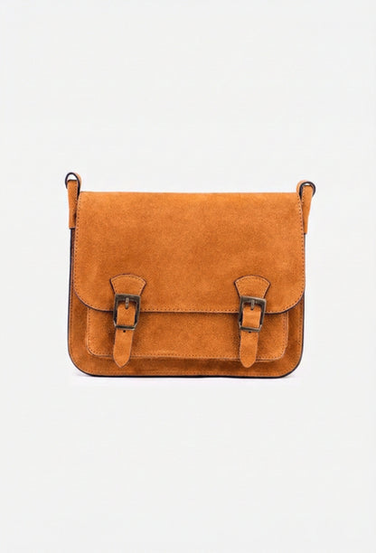 Structured Crossbody Bag in Genuine Suede Leather - Made in Italy - Art. 25391