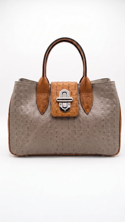 Structured Handbag in Genuine Croco Leather - Mader in Italy - Art. 26110