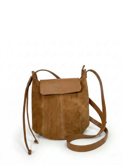 Soft Shoulder Bag in Genuine Suede and Dollaro Leather - Made in Italy - Art. 26074