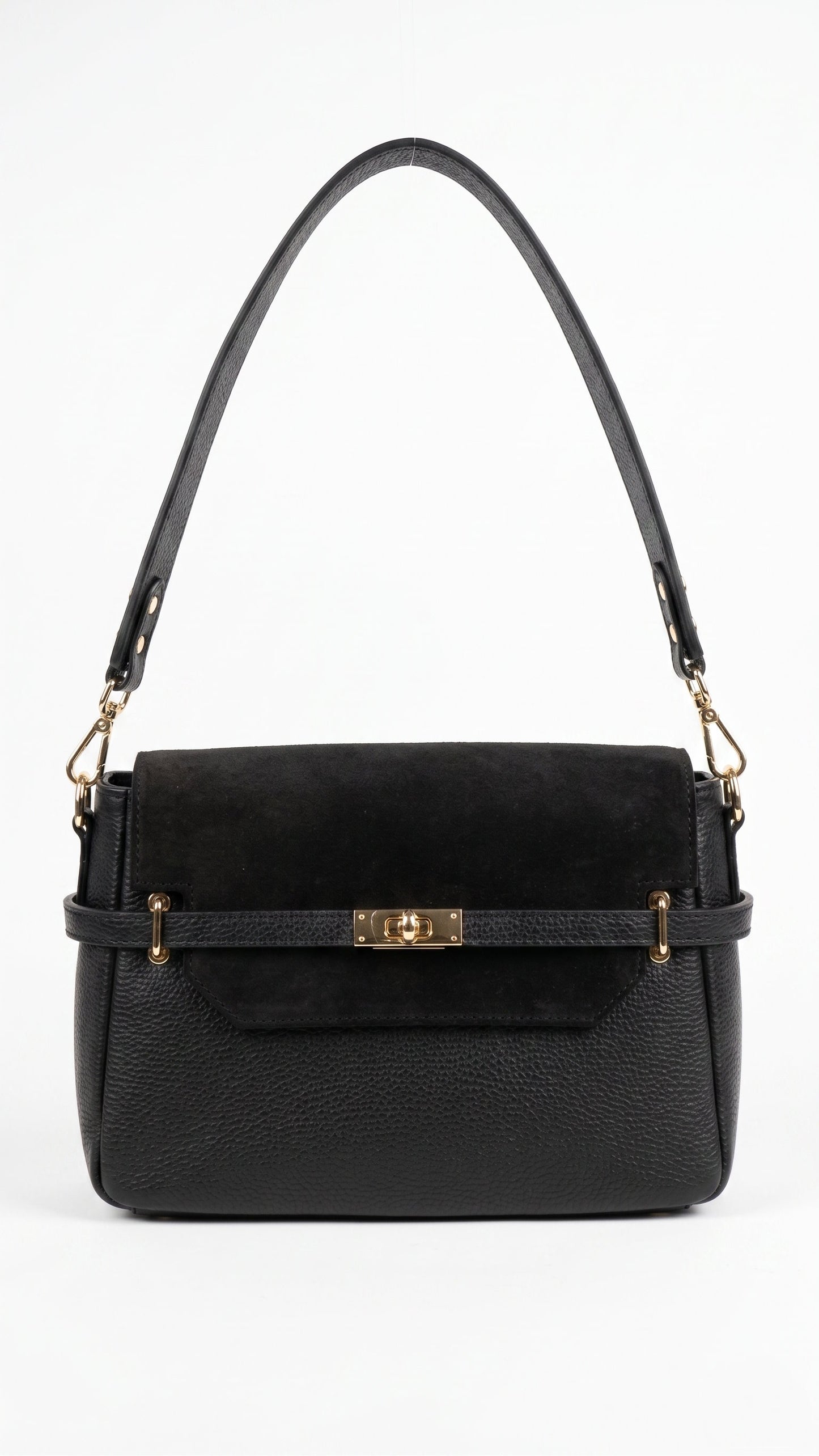 Structured Handbag in Genuine Dollaro and Suede Leather - Made in Italy - Art. 26096