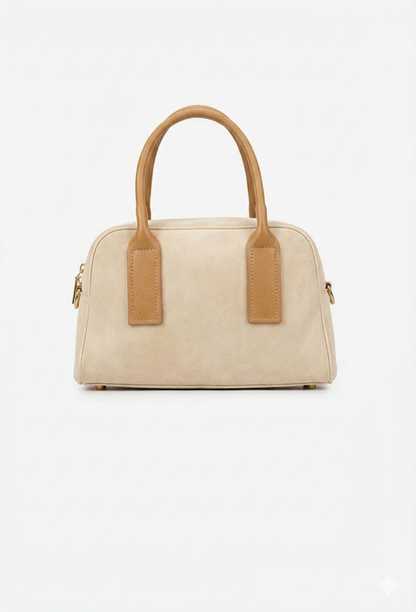 Structured Handbag in Genuine Suede Leather - Made in Italy - Art. 25385